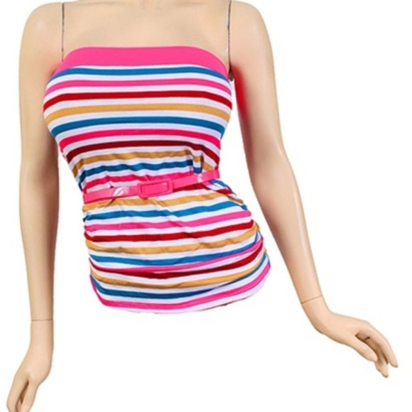 Women's Plus Size Summer Stripe Tube Top 1XL - Picture 3 of 7